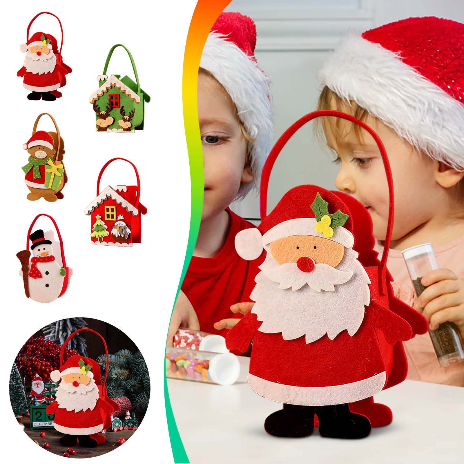 Jacenvly New Christmas Decorations Clearance Christmas Decoration Children'S Handheld Candy Bag Christmas Tree Gift Bag Christmas Eve Cute Bag Home Decor